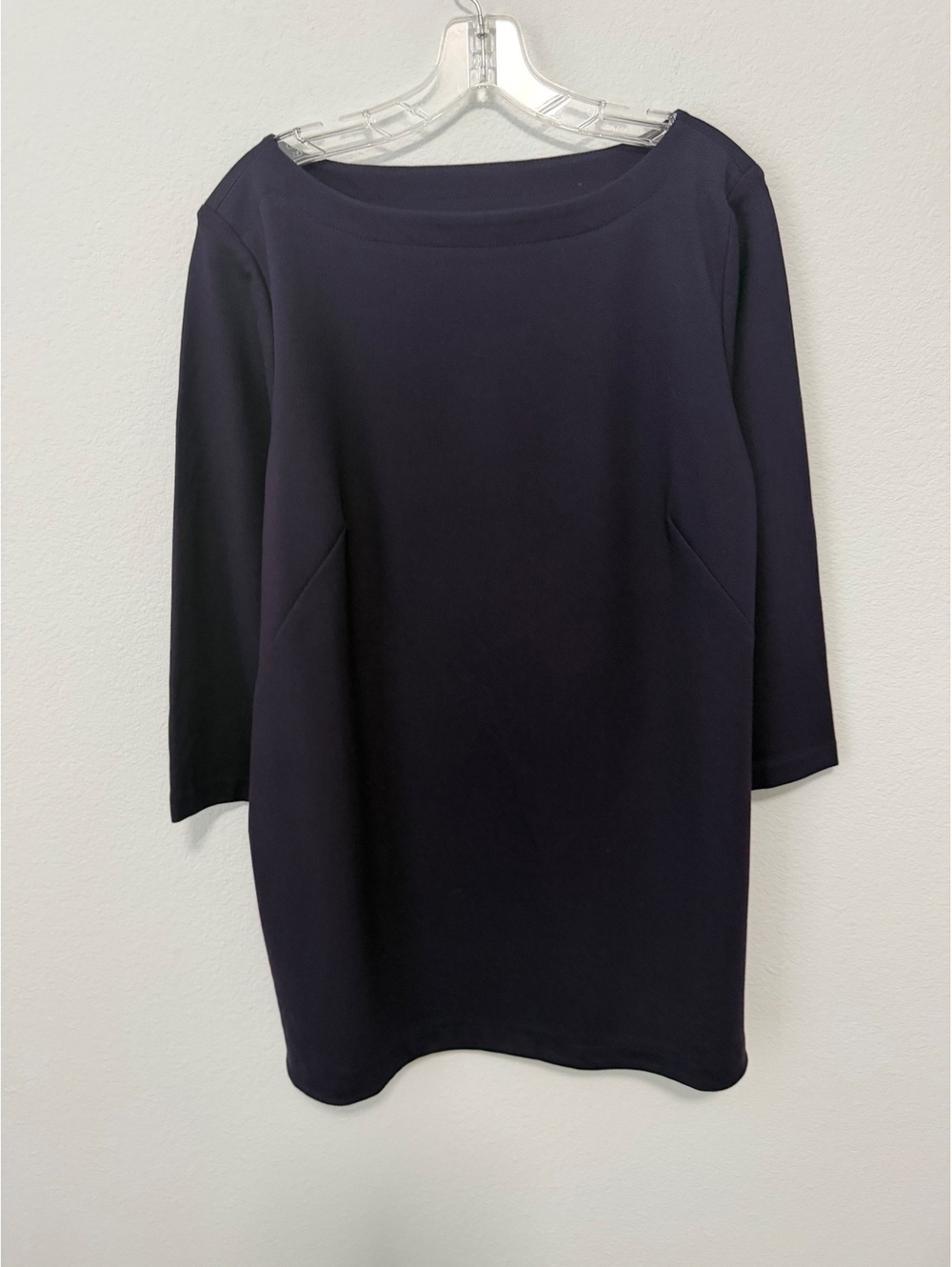 J. Jill Ponte 3/4 Sleeve Boat Neck Purple Viscose Blend Tunic Blouse Size L